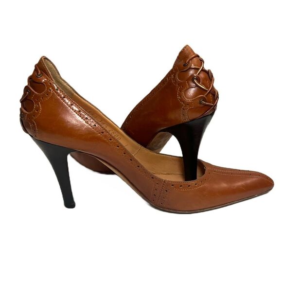 Giuseppe Zanotti VICINI Leather Stiletto Heels Womens Sz 6.5 Tan Luxury Designer - Picture 7 of 16